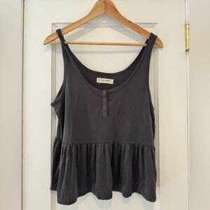 Lucky Brand | Sandwash Rib Henley Tank | Asphalt | Medium